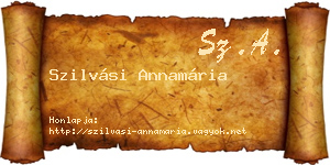 Szilvási Annamária névjegykártya